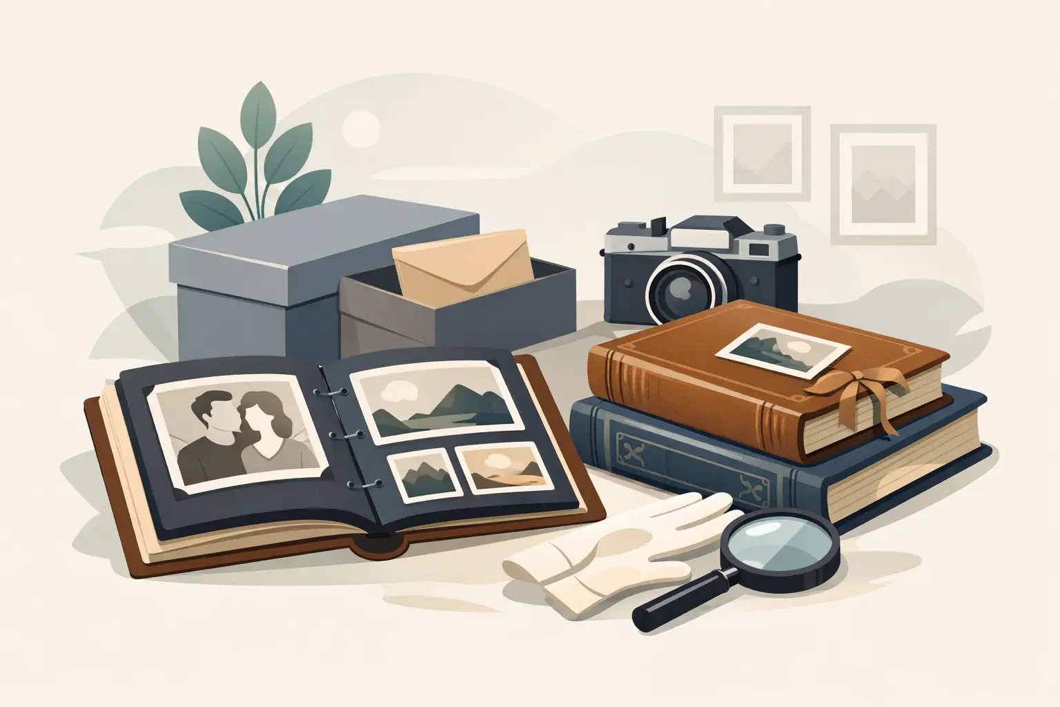 Old family photograph albums stored on a shelf